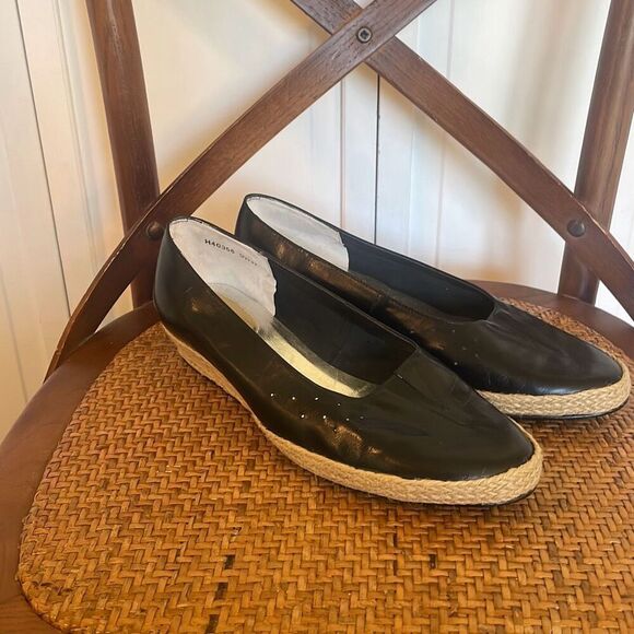Ros Hommerson Envy black leather espadeille wedge heel 9 - Picture 4 of 13